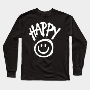 Happy Face Graffiti Long Sleeve T-Shirt